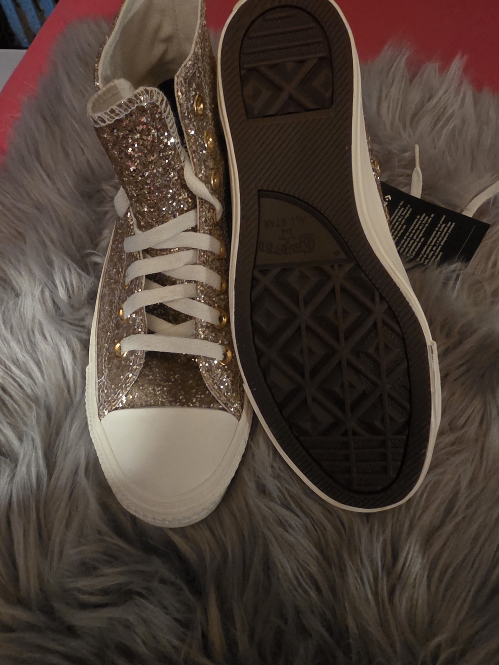 Converse Women's Gold Glitter High-Top Sneakers